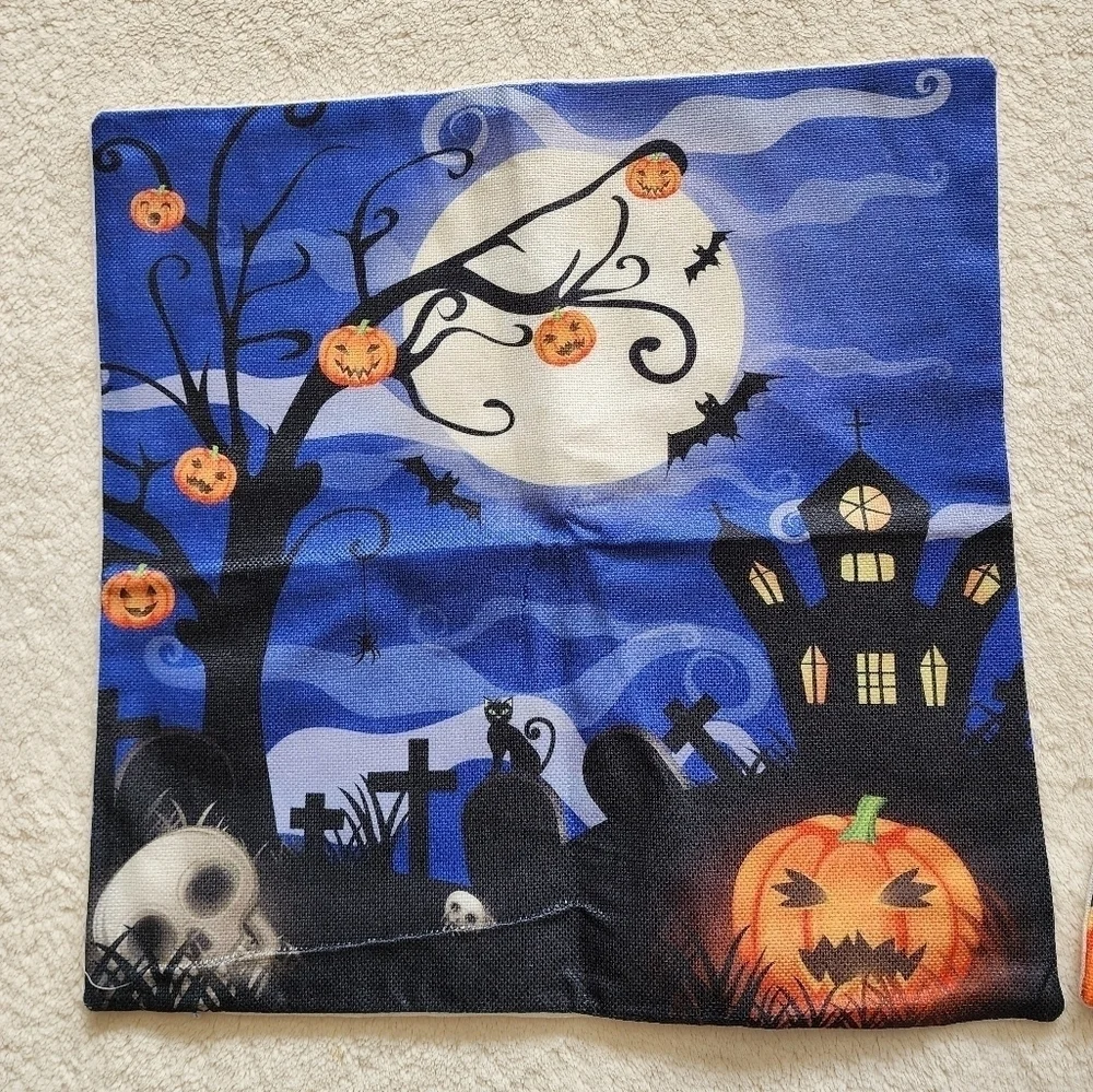 New Halloween linen Pillow Covers 18 × 18 Set of 2 Pack